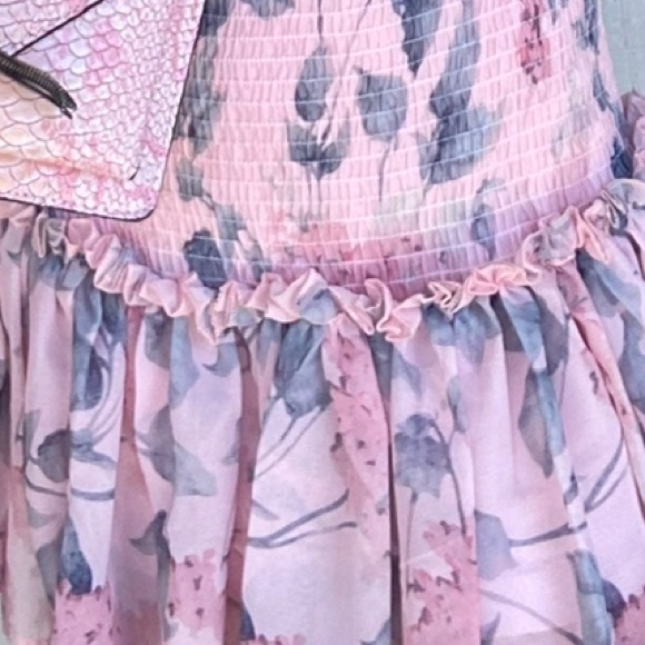 CUSTOM NWT Unique Pink Floral Summer Spring Mini Dress Small Flowy Bodycon - Picture 12 of 15